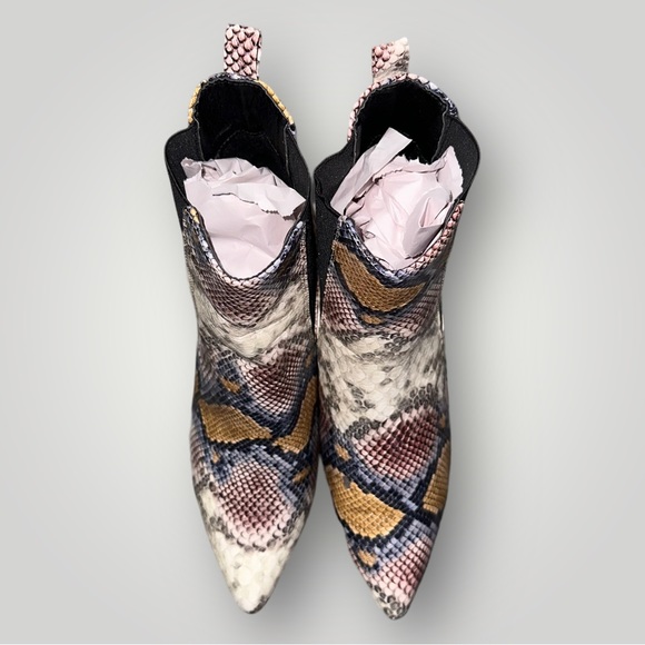 SHEIN Colorful Snakeskin Pull on Heeled Ankle Boots with Pointy Toe Size… - Picture 11 of 11